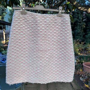 Bottega Veneta wool silk tweed cream light coral  skirt IT 44 M